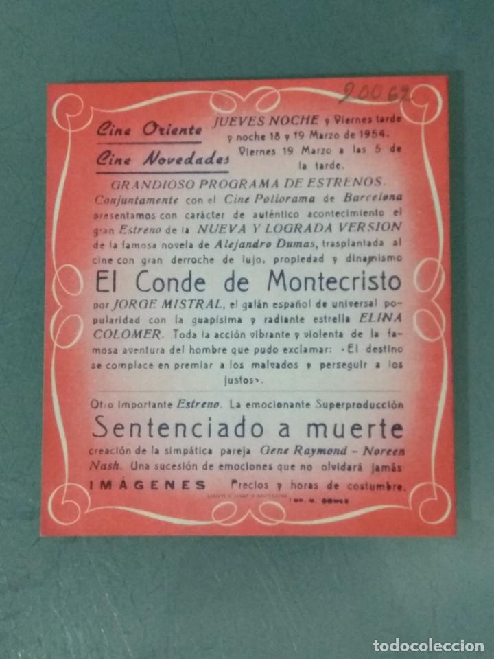 Cine: EL CONDE DE MONTECRISTO - PROGRAMA DE CINE DOBLE - Foto 3