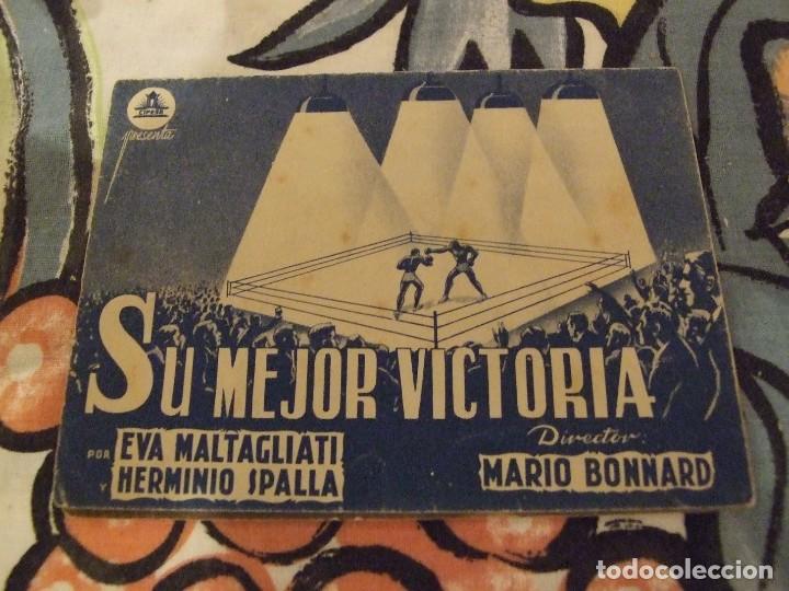  Flyers Publicitaires de films Anciens: SU MEJOR VICTORIA - DOBLE CON PUBLICIDAD CINE RIALTO - BUEN ESTADO