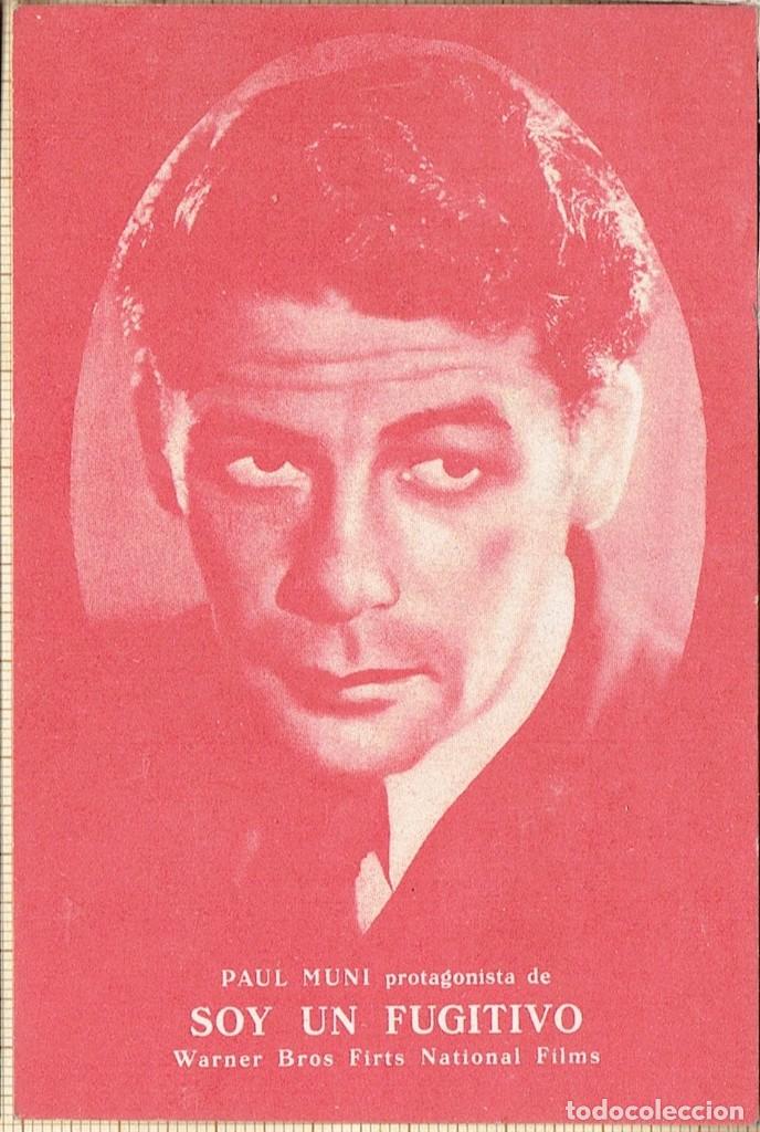 Cine: PROGRAMA CARTULINA SOY UN FUGITIVO PAUL MUNI WARNER BROS FIRTS NATIONAL FILMS 193X.