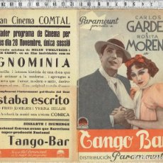 Cine: FOLLETO PROGRAMA DE MANO TANGO BAR CARLOS GARDEL ROSITA MORENO PARAMOUNT193X PUBLICIDAD