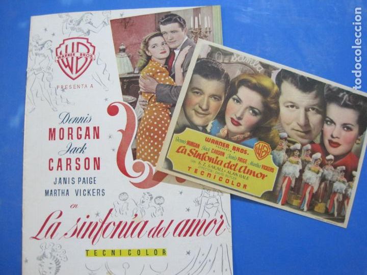 Cine: LA SINFONIA DEL AMOR-DENNIS MORGAN-JACK GARSON-WARNER BROS-PROGRAMA DE CINE-VER FOTOS-(K-891)