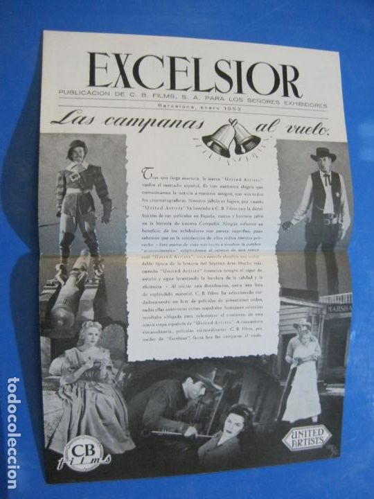  Flyers Publicitaires de films Anciens: LAS CAMPANAS AL VUELO-EXCELSIOR-GUIA PROGRAMA DE CINE-VER FOTOS-(K-893)