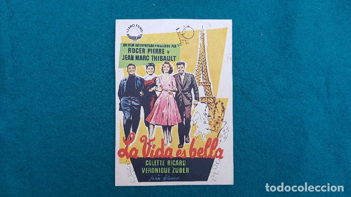 Cine: PROGRAMA DE MANO CINE LA VIDA ES BELLA (1958) CON CINE AL DORSO - Foto 1
