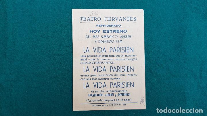 Cine: PROGRAMA DE MANO CINE LA VIDA PARISIEN (1961) CON CINE AL DORSO - Foto 2