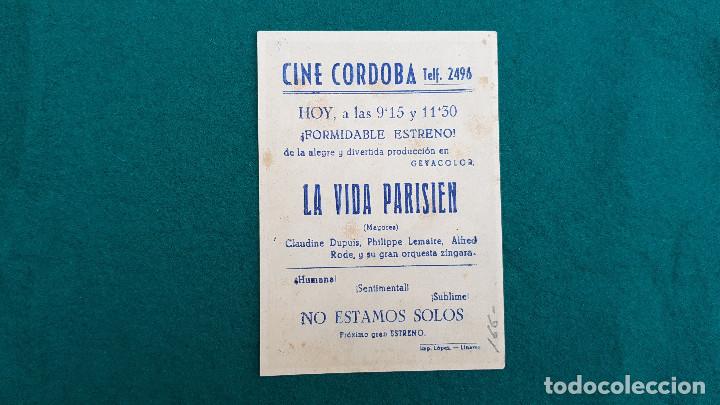 Cine: PROGRAMA DE MANO CINE LA VIDA PARISIEN (1961) CON CINE AL DORSO - Foto 2
