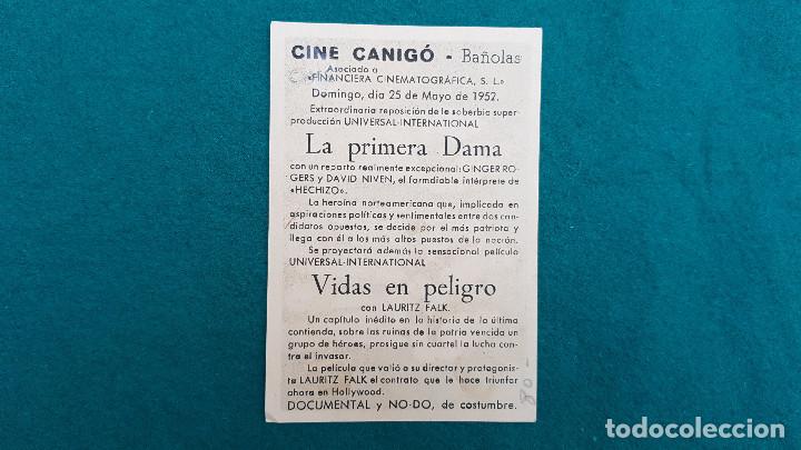 Cine: PROGRAMA DE MANO CINE VIDAS EN PELIGRO (1952) CON CINE AL DORSO - Foto 2