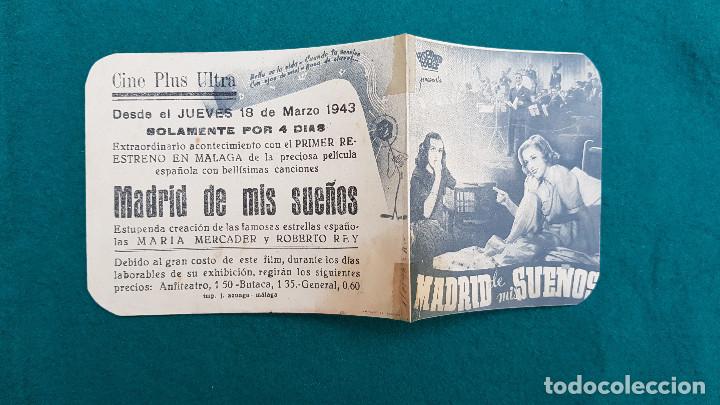 Cine: PROGRAMA DE MANO CINE MADRID DE MIS SUE&Ntilde;OS (1943) CON CINE AL DORSO - Foto 1