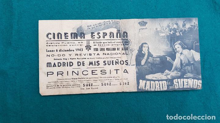 Cine: PROGRAMA DE MANO CINE MADRID DE MIS SUE&Ntilde;OS (1943) CON CINE AL DORSO - Foto 1