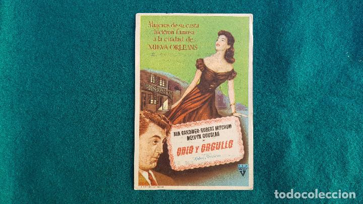 Cine: PROGRAMA DE MANO CINE ODIO Y ORGULLO (1955) CON CINE AL DORSO - Foto 1