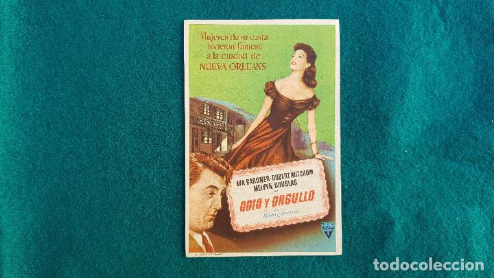 Cine: PROGRAMA DE MANO CINE ODIO Y ORGULLO (1955) CON CINE AL DORSO - Foto 1