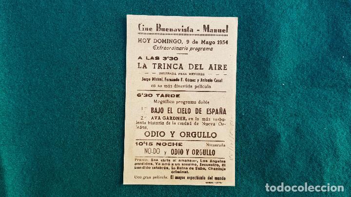 Cine: PROGRAMA DE MANO CINE ODIO Y ORGULLO (1955) CON CINE AL DORSO - Foto 2