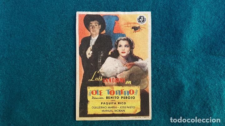 Cine: PROGRAMA DE MANO CINE &iexcl;&iexcl;OLE TORERO!! (1952) CON CINE AL DORSO - Foto 1