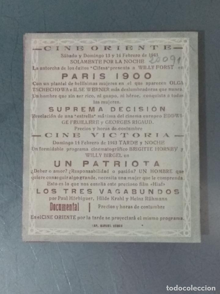 Cine: PARIS 1900WILLY FORST - PROGRAMA DE CINE DOBLE - Foto 3