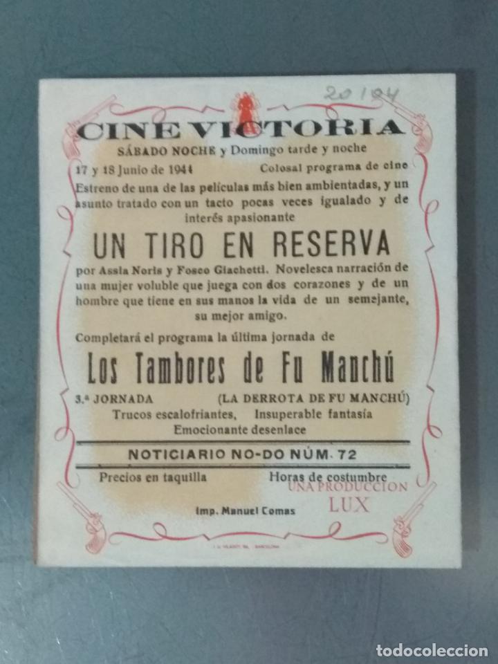 Cine: UN TIRO EN RESERVA - PROGRAMA DE CINE DOBLE - Foto 2
