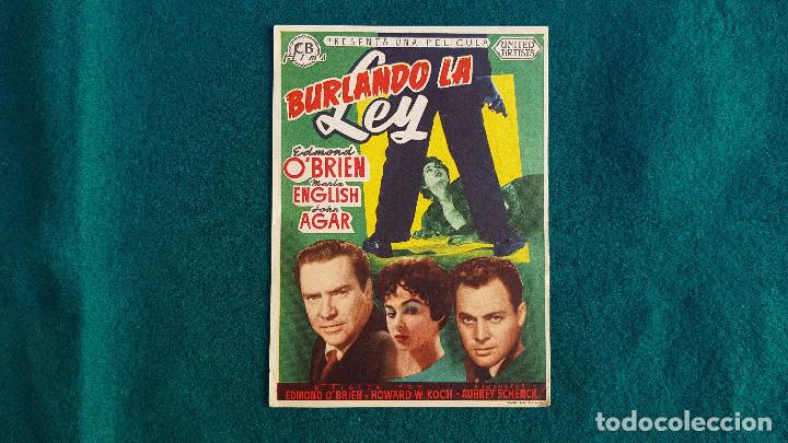 Cine: PROGRAMA DE MANO CINE BURLANDO LA LEY (1955) CON CINE AL DORSO - Foto 1