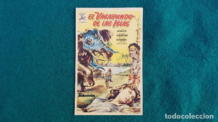Cine: PROGRAMA DE MANO CINE EL VAGABUNDO DE LAS ISLAS (1956) CON CINE AL DORSO - Foto 1