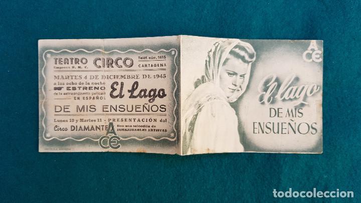 Cine: PROGRAMA DE MANO CINE EL LAGO DE MIS ENSUE&Ntilde;OS (1945) CON CINE AL DORSO - Foto 1