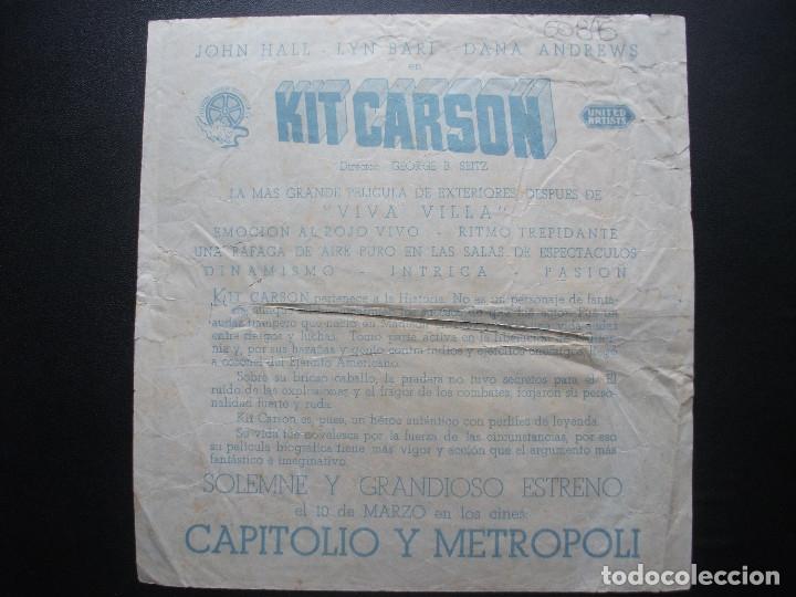 Cine: KIT CARSON, JOHN HALL, CINES CAPITOLIO Y METROPOLI - Foto 2