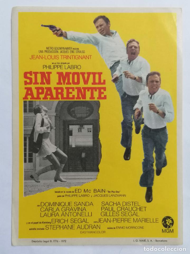 Cine: PROGRAMA DE CINE, SIN MOVIL APARENTE, A&Ntilde;OS 70 - Foto 1