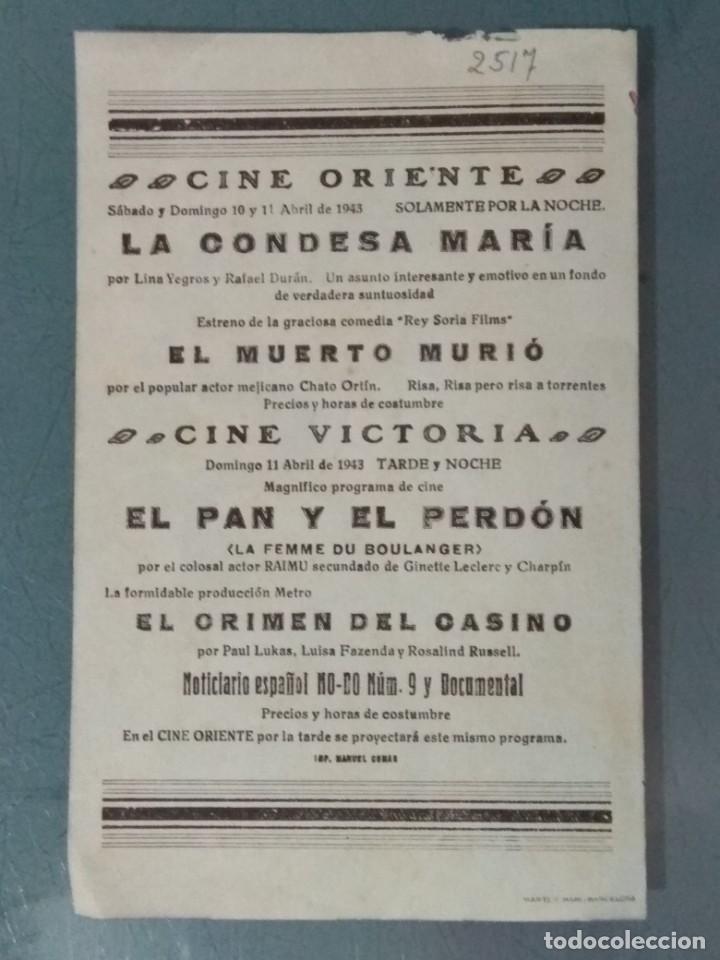 Cine: EL PAN Y EL PERDON - PROGRAMA DE CINE DOBLE. - Foto 3