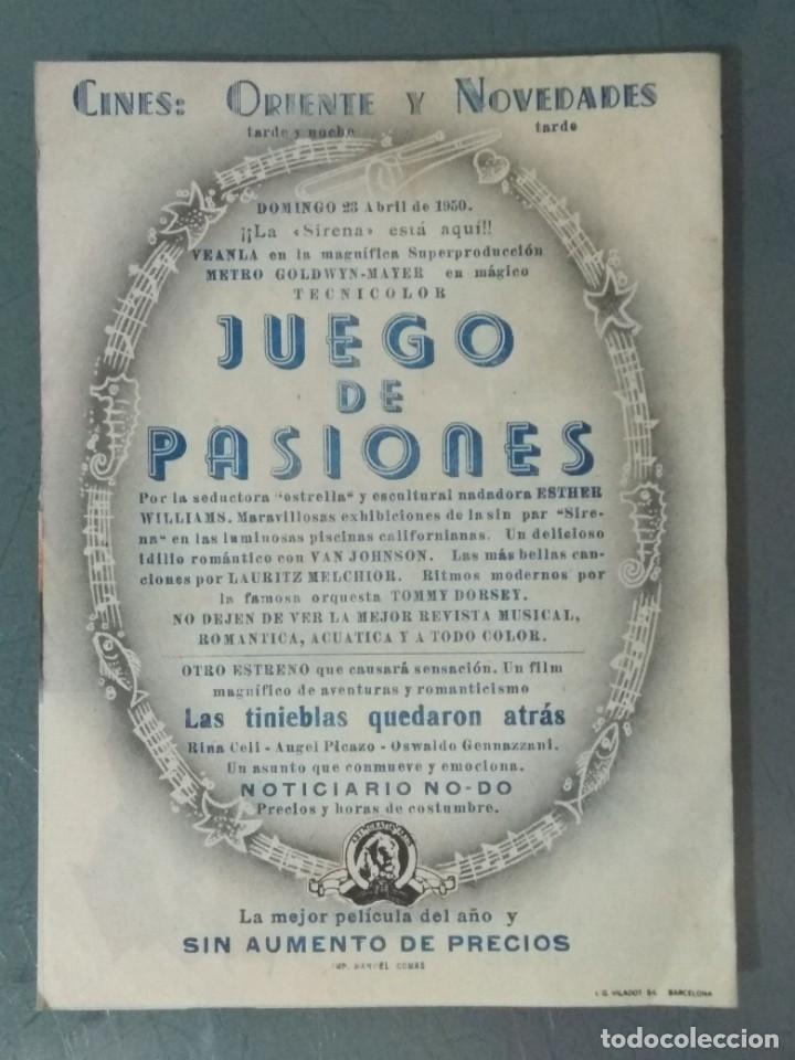 Cine: JUEGO DE PASIONES - PROGRAMA DE CINE DOBLE. - Foto 3
