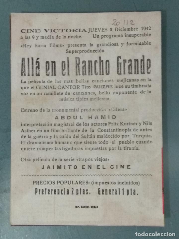 Cine: ALLA EN EL RANCHO GRANDE - PROGRAMA DE CINE DOBLE - Foto 3