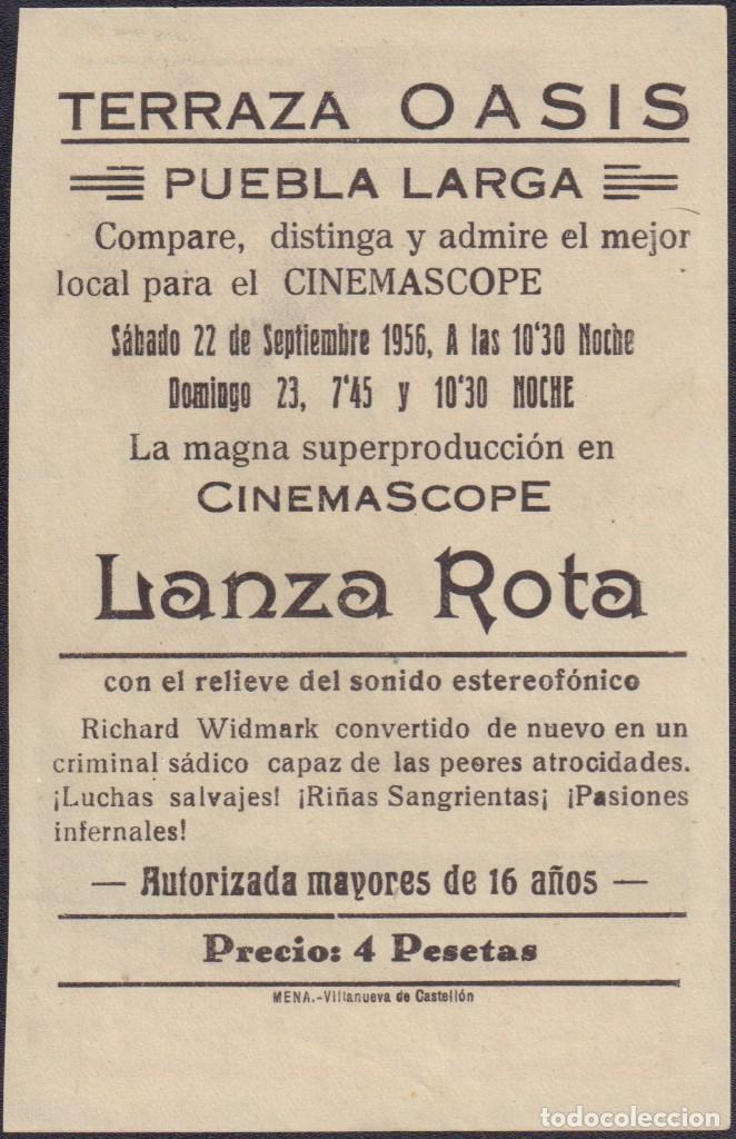 Cine: Programa sencillo de LANZA ROTA (1954) - Terraza Oasis de La Pobla Llarga - Foto 2