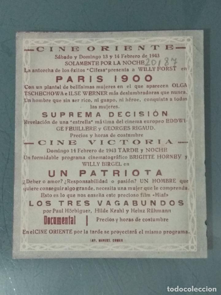 Cine: PARIS 1900 - PROGRAMA DE CINE DOBLE - Foto 3