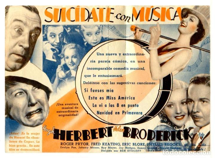 Cine: SUIC&Iacute;DATE CON M&Uacute;SICA, con Hugh Herbert. - Foto 2