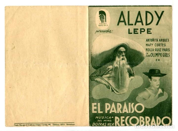  Foglietti di film di film antichi di cinema: EL PARAISO RECOBRADO. con ALADY LEPE.
