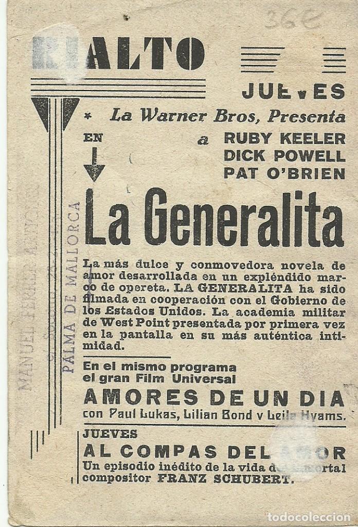 Cine: (PG-190659B)LA GENERALITA PROGRAMA TARJETA WARNER DICK POWELL RUBY KEELER TYRONE POWER - Foto 2