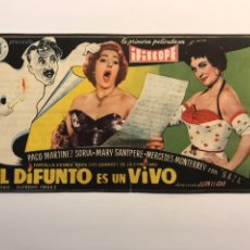 Cine: MONTILLA CINEMA PALACIO, FOLLETO EL DIFUNTO ES UN VIVO, PACO M. SORIA, MARY SANTPERE, SAZA (A.1956). Lote 227233195