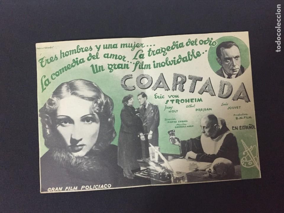 Cine: COARTADA - PROGRAMA DOBLE - REVERSO SIN IMPRIMIR - Foto 1