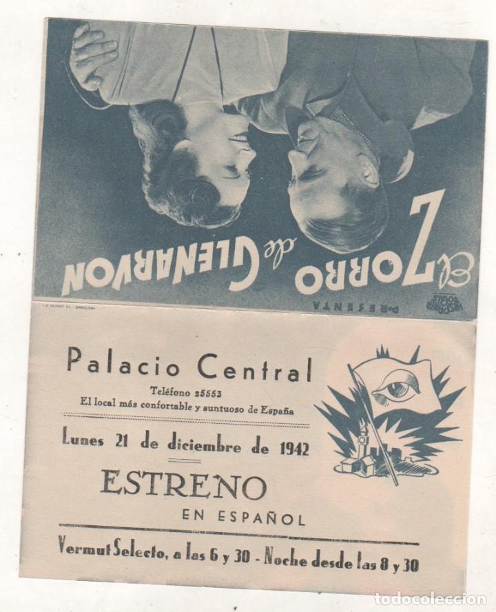 Cine: Programa de cine el zorro de Glenarvon. Palacio Central. 1942 - Foto 1