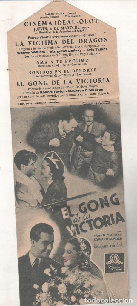 Cine: Programa de cine El Gong de la Victoria. Cinema idea Olot 1940 - Foto 2