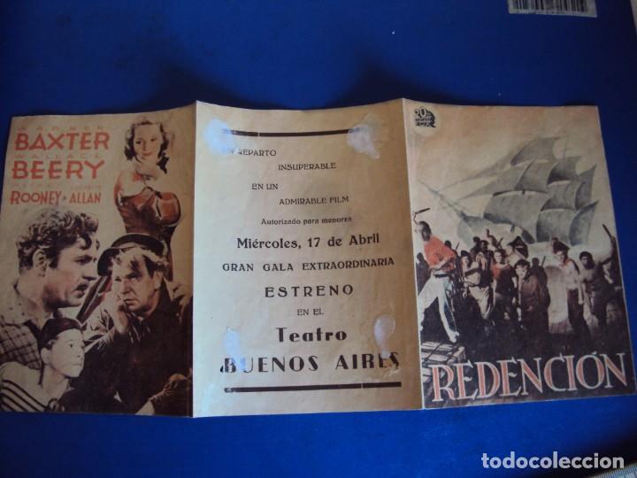 Cine: (PG-190749)REDENCION - PROGRAMA ORIGINAL CON PROPAGANDA - TRIPTICO CON W.BEERY , BAXTER , ROONEY - Foto 3