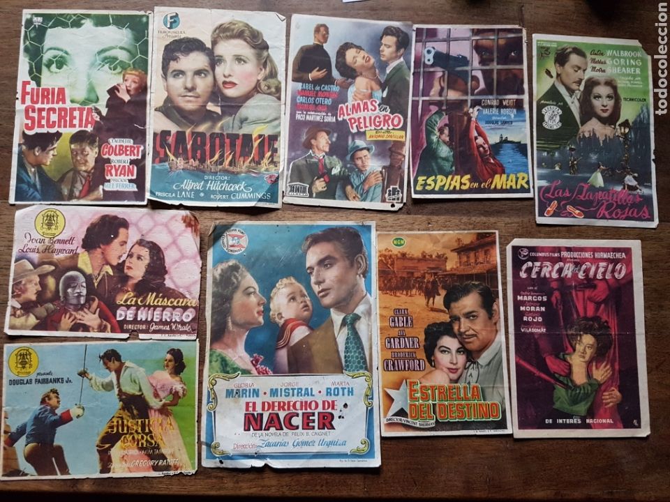  Flyers Publicitaires de films Anciens: Lote 10 programas cine a&ntilde;os 6