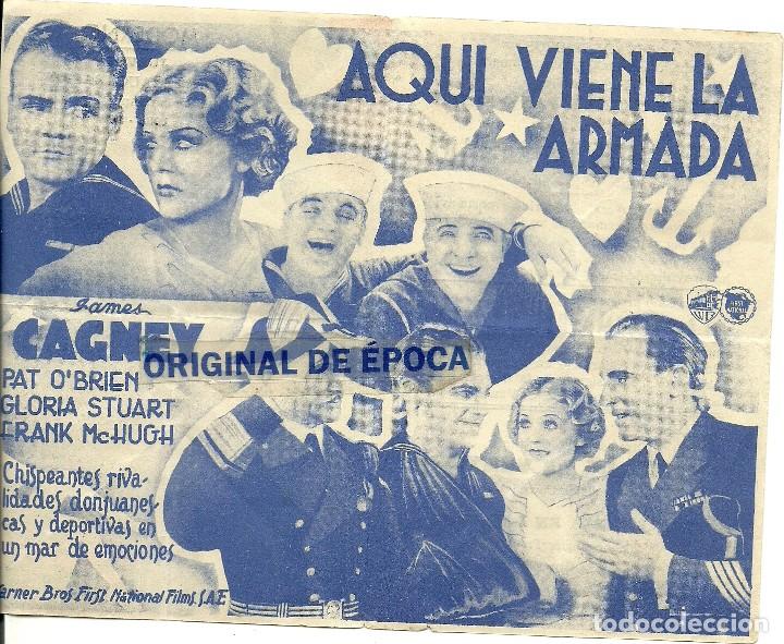Cine: (PG-190824)AQUI VIENE LA ARMADA PROGRAMA DOBLE WARNER JAMES CAGNEY GLORIA STUART - Foto 2