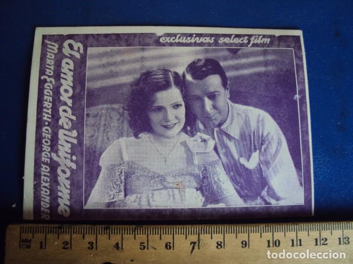 Cine: (PG-191800)EL AMOR DE UNIFORME PROGRAMA TARJETA SELECT MARTA EGGERTH - Foto 1