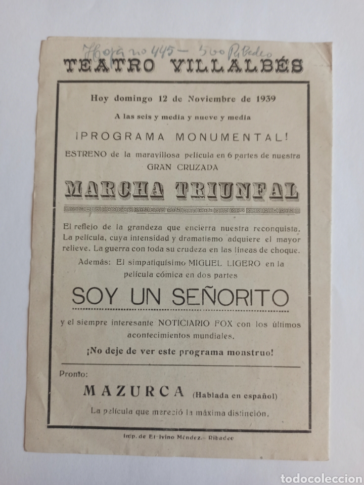 Cine: Programa de cine, Marcha Triunfal. - Foto 3