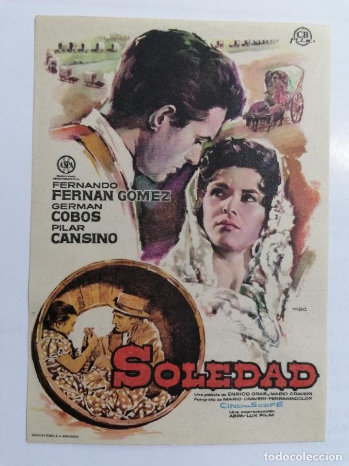 Folhetos de m&atilde;o de filmes antigos de cinema: PROGRAMA DE CINE, SOLEDAD, SIN PUBLICIDAD