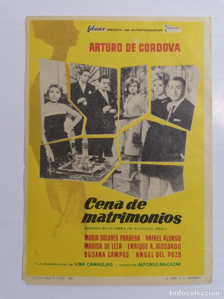 Folhetos de m&atilde;o de filmes antigos de cinema: PROGRAMA DE CINE, CENA DE MATRIMONIOS, SIN PUBLICIDAD