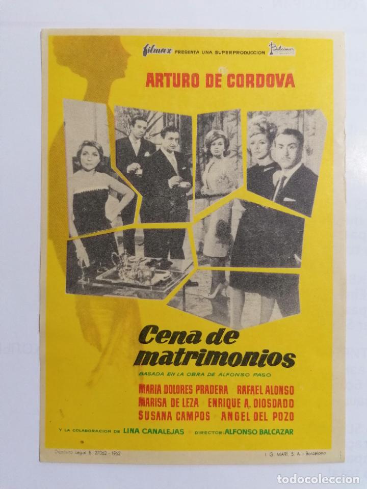 Folhetos de m&atilde;o de filmes antigos de cinema: PROGRAMA DE CINE, CENA DE MATRIMONIOS, SIN PUBLICIDAD
