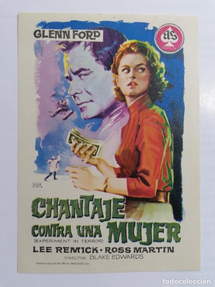 Folhetos de m&atilde;o de filmes antigos de cinema: PROGRAMA DE CINE, CHANTAJE CONTRA UNA MUJER, SIN PUBLICIDAD