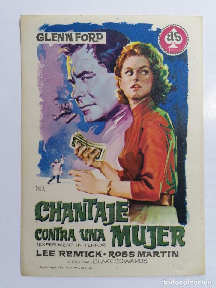 Folhetos de m&atilde;o de filmes antigos de cinema: PROGRAMA DE CINE, CHANTAJE CONTRA UNA MUJER, SIN PUBLICIDAD