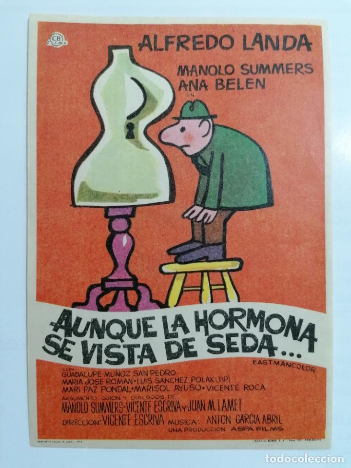 Folhetos de m&atilde;o de filmes antigos de cinema: PROGRAMA DE CINE, AUNQUE LA HORMONA SE VISTA DE SEDA, SIN PUBLICIDAD