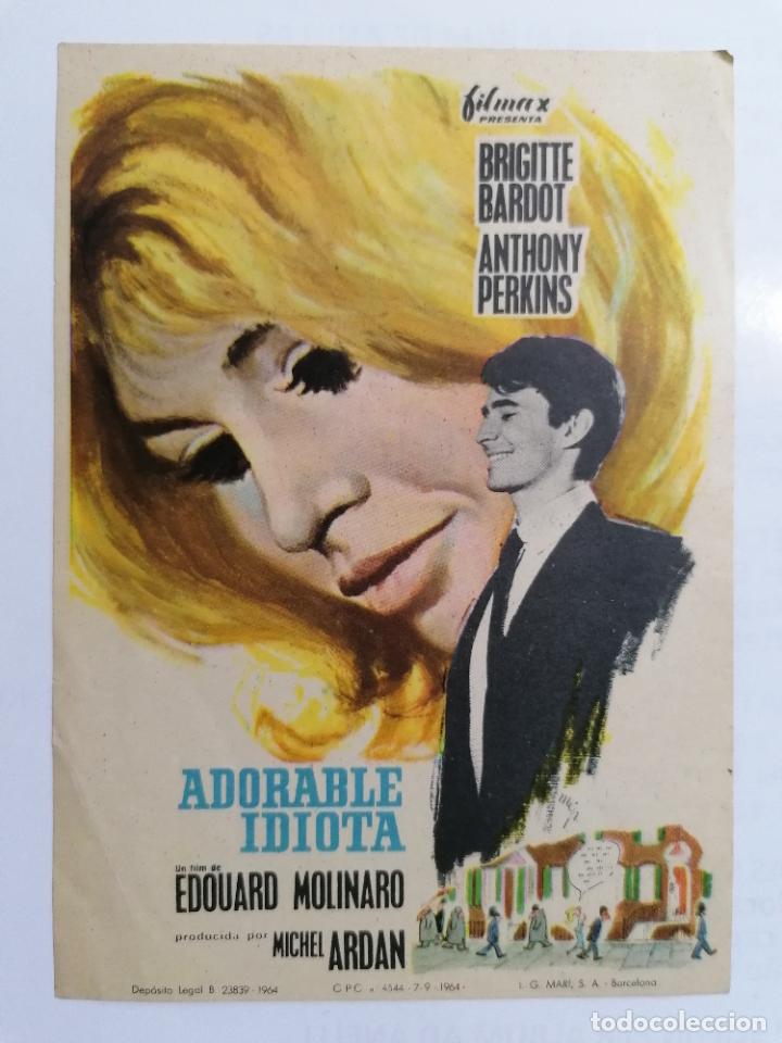 Folhetos de m&atilde;o de filmes antigos de cinema: PROGRAMA DE CINE, ADORABLE IDIOTA, SIN PUBLICIDAD