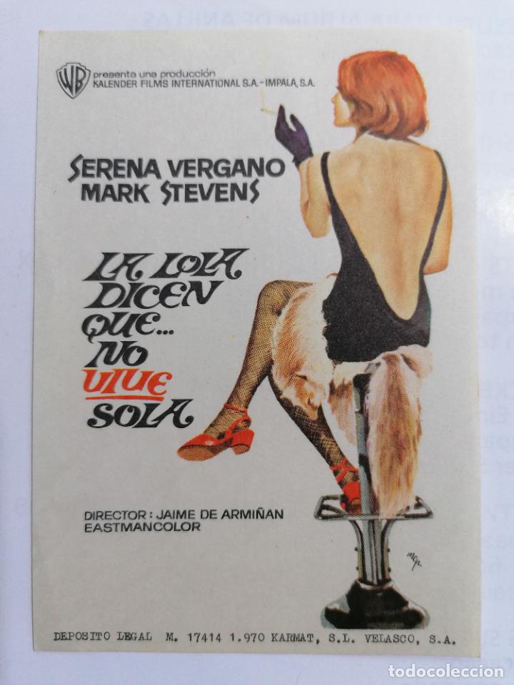 Folhetos de m&atilde;o de filmes antigos de cinema: PROGRAMA DE CINE, LA LOLA DICEN QUE NO VIVE SOLA, SIN PUBLICIDAD