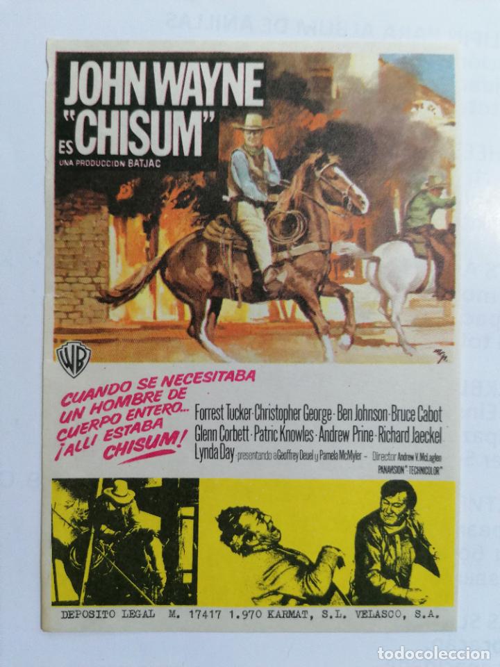 Folhetos de m&atilde;o de filmes antigos de cinema: PROGRAMA DE CINE, CHISUM, SIN PUBLICIDAD