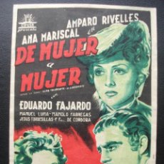 Cine: DE MUJER A MUJER, AMPARO RIVELLES, ANA MARISCAL, CINE ROSALEDA DE ROCAFORT, VALENCIA, 1952